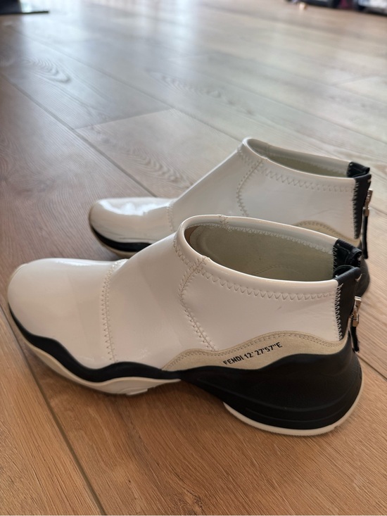 Fendi Shoes - Fendi White Leather Slip-On Ankle Sneakers
